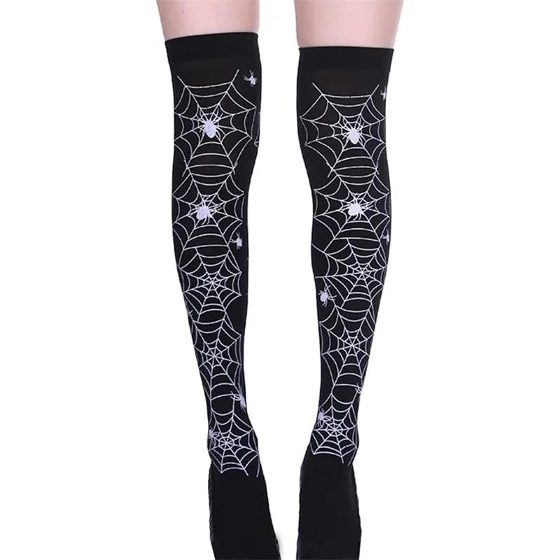 Halloween Blood Print Stockings Spider Web Printed Over Knee Bottoming Socks Nurse Stockings Bloody Zombie Blood Cosplay Socking