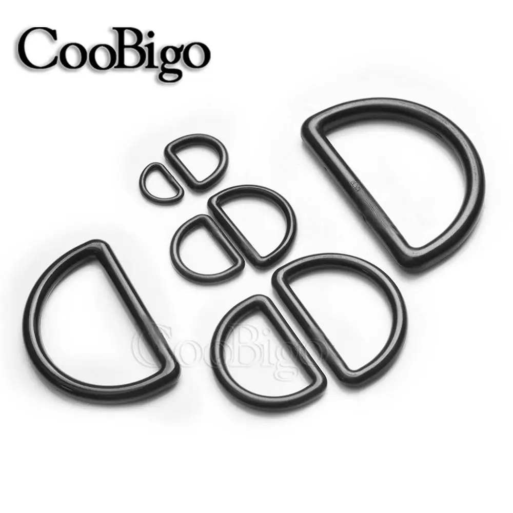 20pcs Plastic D Ring Buckle Black DIY Luggage Bag Strap Webbing Buckles Accessories 10mm 12mm 15mm 20mm 25mm 30mm 38mm 45mm