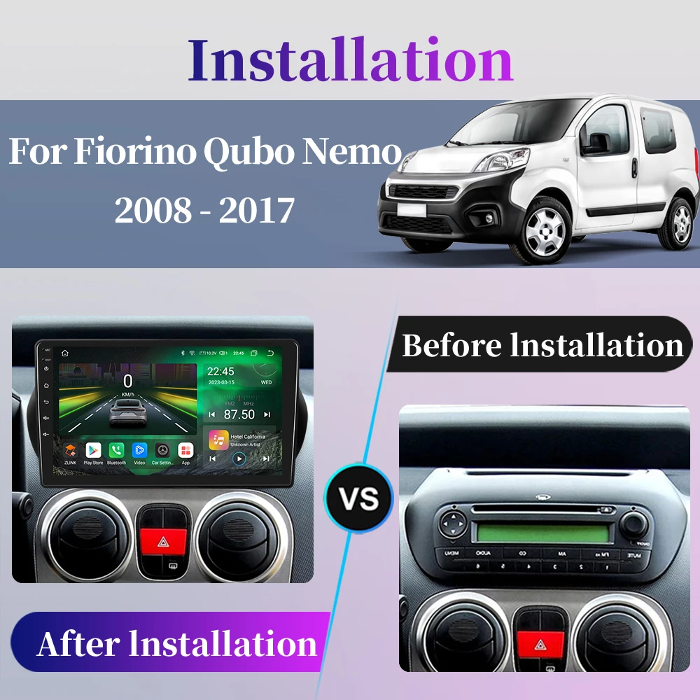 For Fiat Fiorino Qubo Citroen Nemo Peugeot Bipper 2008 - 2017 Car Radio Android Multimedia Player Navigation GPS Carplay Auto