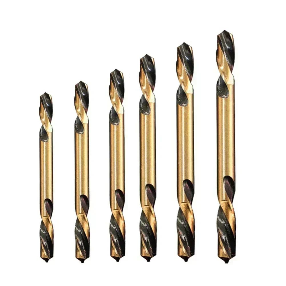 6Pcs HSS Auger Drill Bits Double-headed 3-6mm 10-16mm For Stainless Steel Iron Aluminum Alloy Plastic Wood Hand Bench Drill