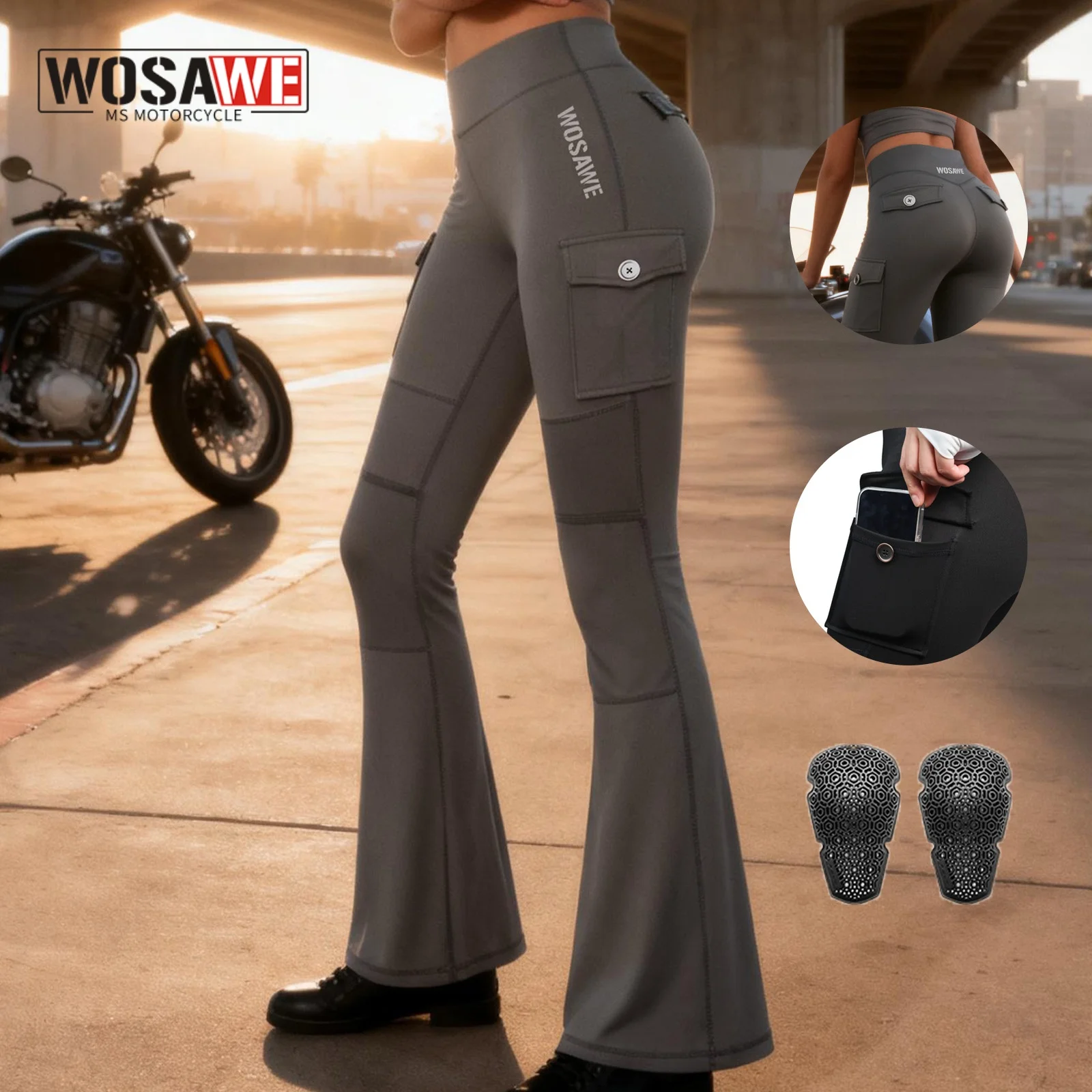 

WOSAWE Women's Motorcycle Slim Fit Pants Motorbike Riding Protective Gear Motocross Pants With CE Certification Pads