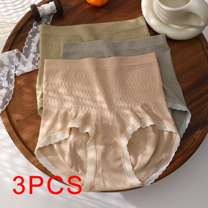 3PCS Large Size Women\'s Panties Tighten Abdomen Comfortable Lingerie High Waist Briefs Butt Lift Underpanties Woman Sexy Female