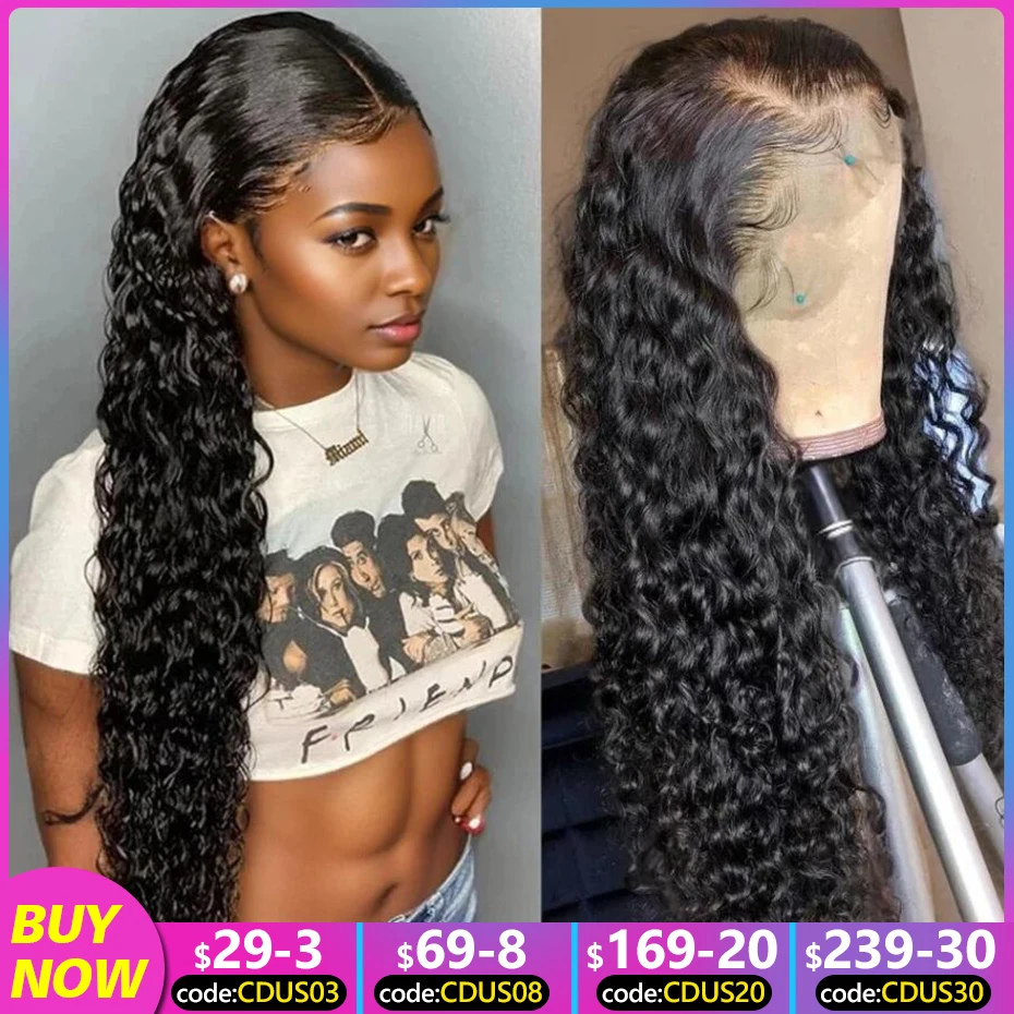 200% 30 32 Zoll Deep Wave HD Lace Front Perücke transparent 13x4 13x6 Spitze Frontal Echthaar Perücken tief lockige Front Perücke Jarin Haar