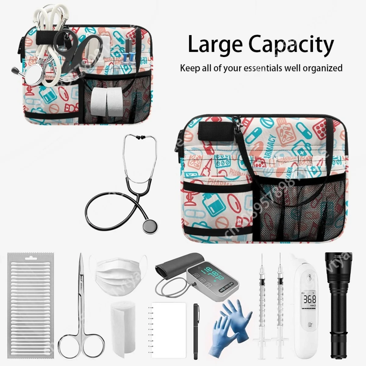 Drop Ship Large Capacity Waist Bag Multi Compartment Utility Pouch Case for Medica Scissors Care Tool Holder Bum Bags Female