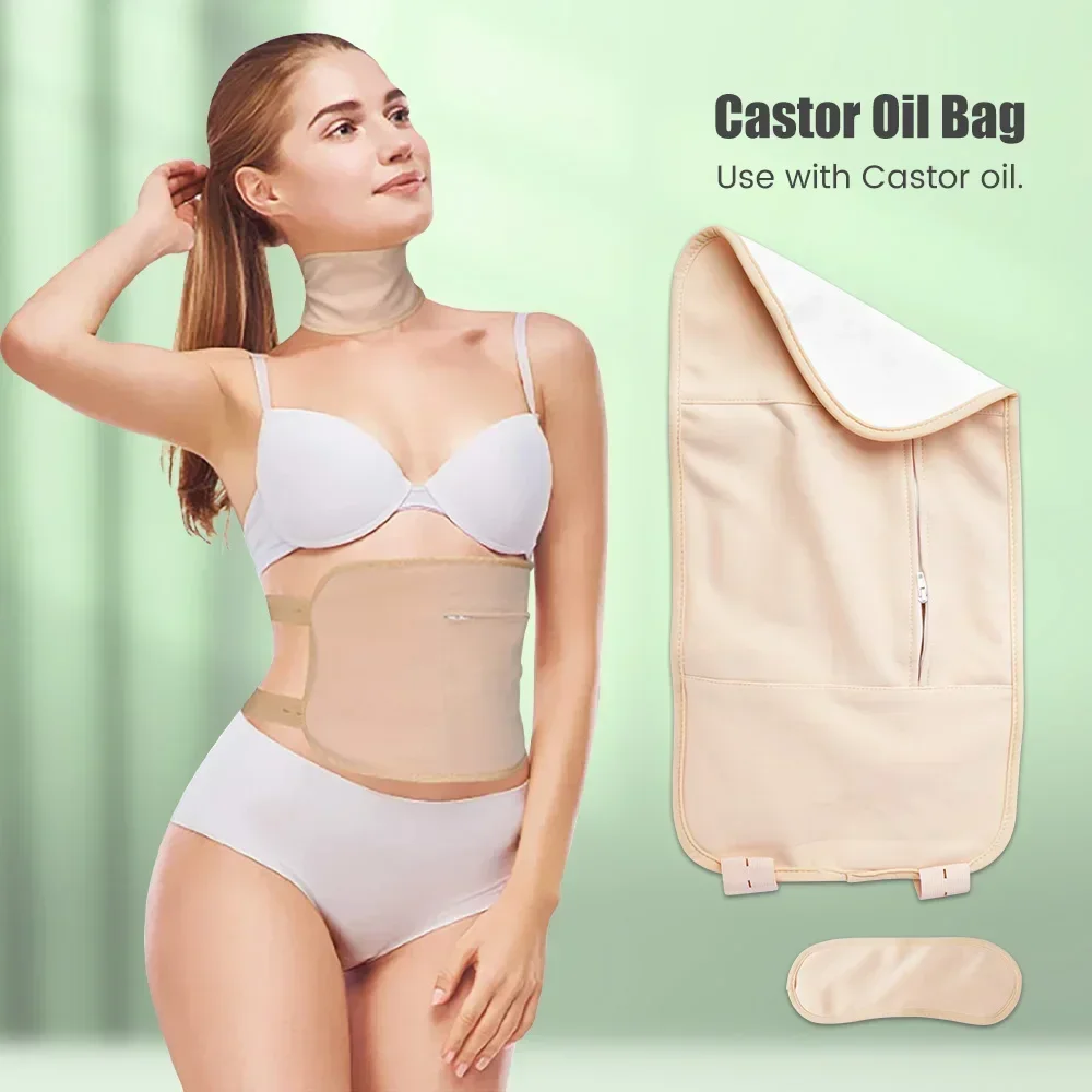 Castor Oil Wraps Reusable Castoroil Pack Wrap Adjustable Self Conditioning Aid For Liver Abdomen Muscle Health Conditioning Tool