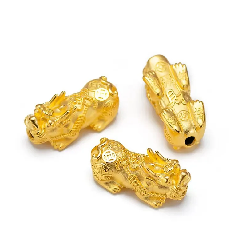 

Jindian has the same semi-hollow lucky money Pixiu boutique, small gold beads imitation gold DIY bracelet accessories.