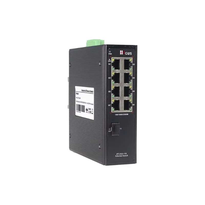 

8 RJ45 Ports Industrial Fiber Switches for Network with 1*1/2.5/10G Uplink SFP+ Fiber Port Ethernet Switch for CCTV