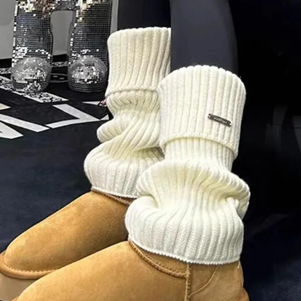 

Vintage Y2K Lolita Leg Warmers Long Socks Cotton Wool Foot Cover Stacked Socks Women