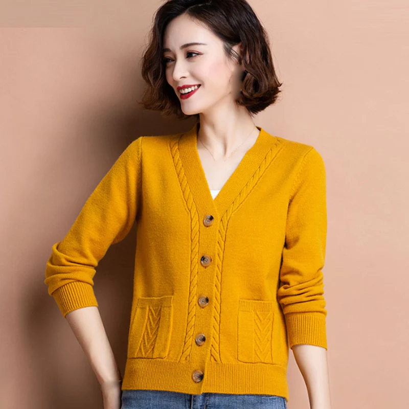 Autumn Winter Chic Women Sweaters Designer Solid Knitted Tops Lady Cardigan Pullover Korean Style Sweaters Long Sleeve Clothes