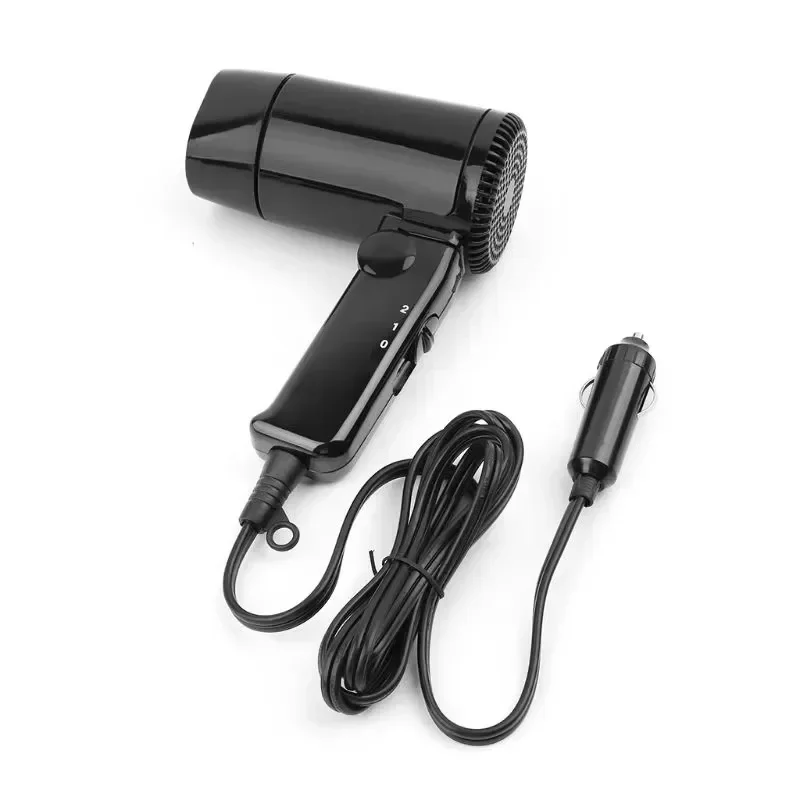 12V Folding Hair Drier Mini Blow Dryer for Car Portable Hot Cold Blower Window Defroster for Convertible Travel Camper RV SUV