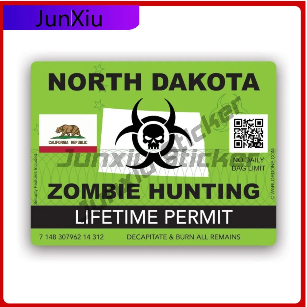 

Artistic Zombie North Dakota State Hunting Permit Sticker Decal Self Adhesive Vinyl Weatherproof Made In Usa Nd Undead