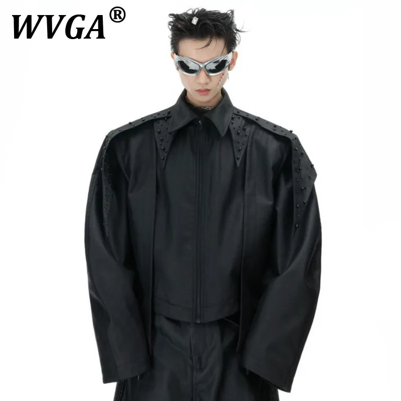 

WVGA Jackets Spring Autumn New Man Tide High Street Wax Print Texture Segmentation Trendy Design Niche Chic Casual Coats W11325