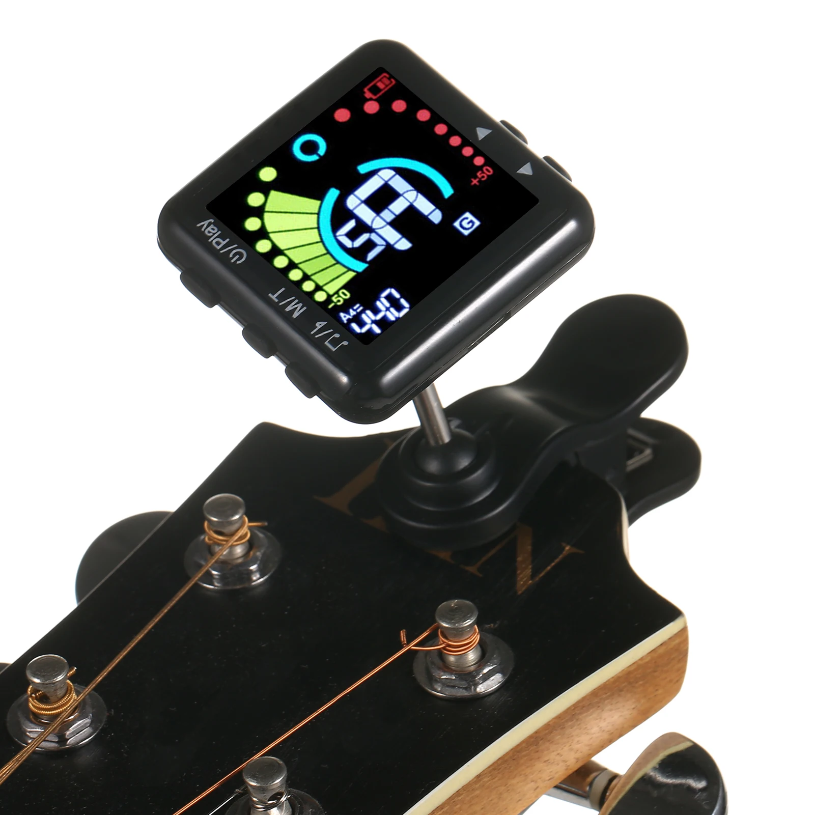 Guitar Tuner Rechargeable Guitar Tuner Clip On LED Color Display Professional Electric Guitar Tuner with Metronome