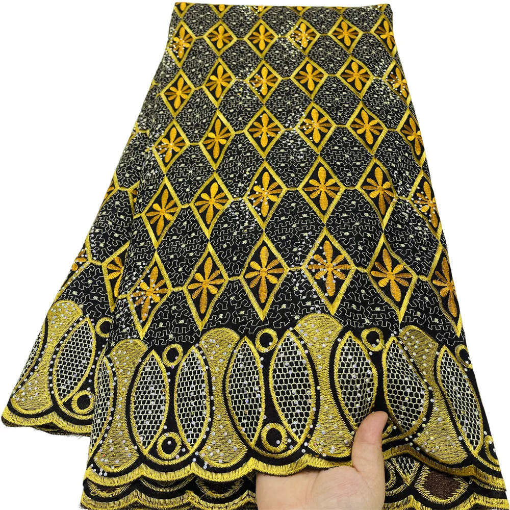 

Новая африканская швейцарская кружевная ткань с вуалью, 2025 г., высококачественная нигерийская хлопковая кружевная ткань, 5 ярдов, ткани ручной работы для женского праздничного платья