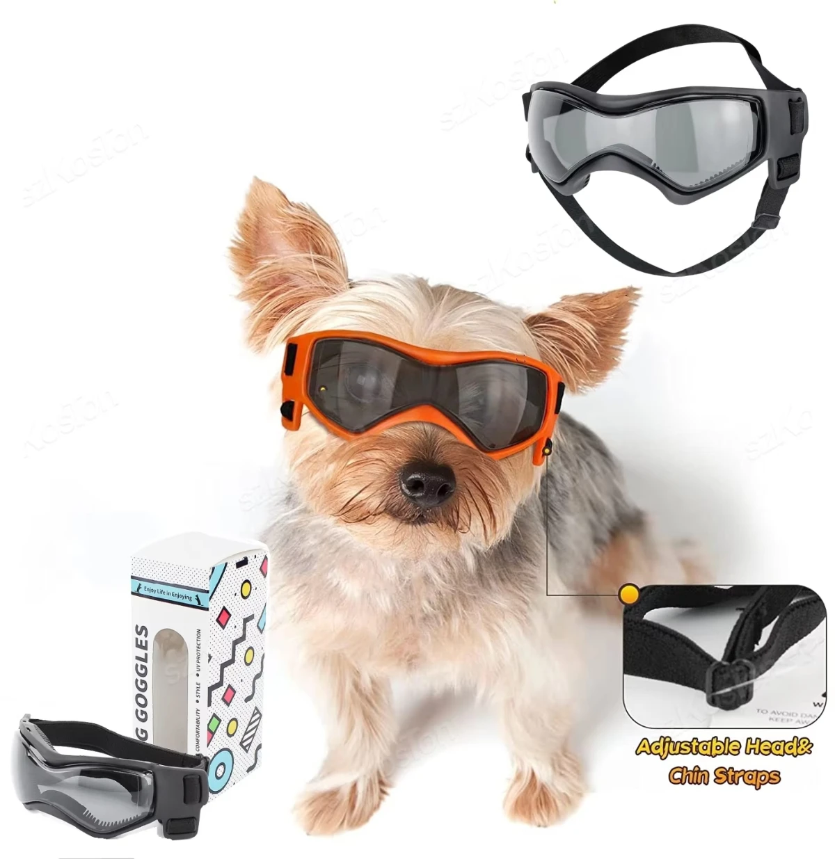 

Dog Goggles Medium Small Breed Dog Sunglasses for Adjustable UV Protection Eyewear for Dog puppy Outdoor Riding Driving