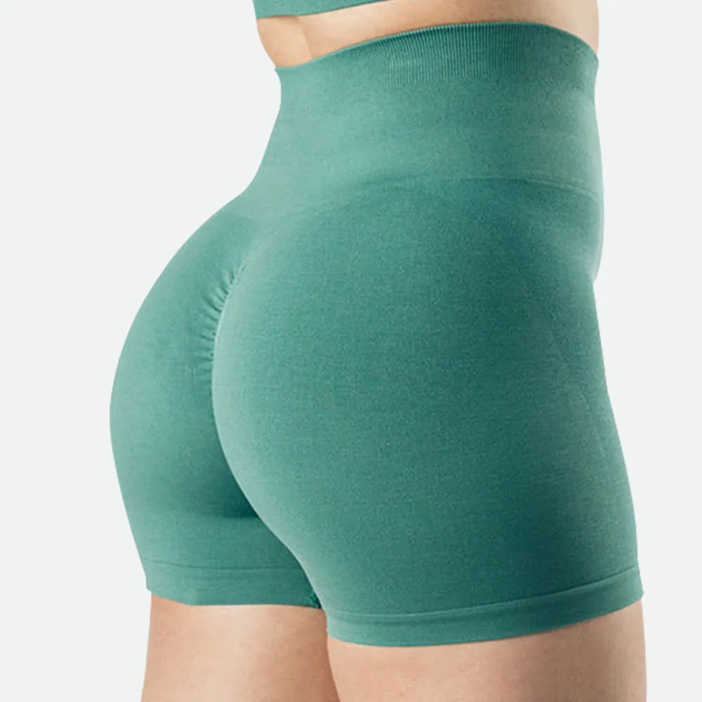 Nude Feel Push Up Yoga Shorts For Women High Waist Tummy Control Elastic Gym Fitness Slim Elastic Quick Dry Sports Biker Tights