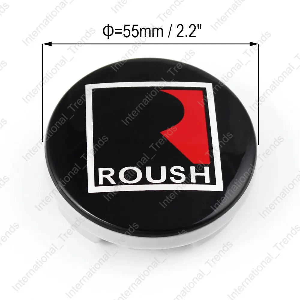 4x 55mm New ROUSH Black Wheel Cover Hub Center Cap Emblem for 2015-2017 Mustang SVT Cobra