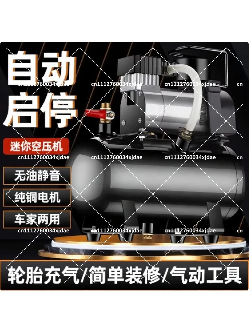 Portable 2.5L/4L Oil-Free Air Compressor 12V 220V Dual Voltage Car Tire Inflator Pump with Silent Operation
