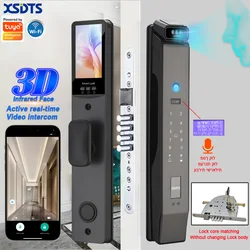 Interfone facial 3d em tempo real, fechadura inteligente para porta, câmera facial de segurança, senha de impressão digital inteligente, chave eletrônica biométrica, desbloqueio