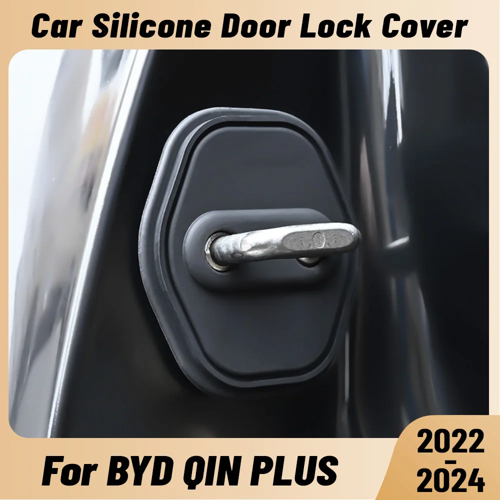 For BYD QIN PLUS DM-i 2022-2024 Car Door Shock Absorber Door Lock Protector Silicone Auto Door Lock Latches Cover Accessories