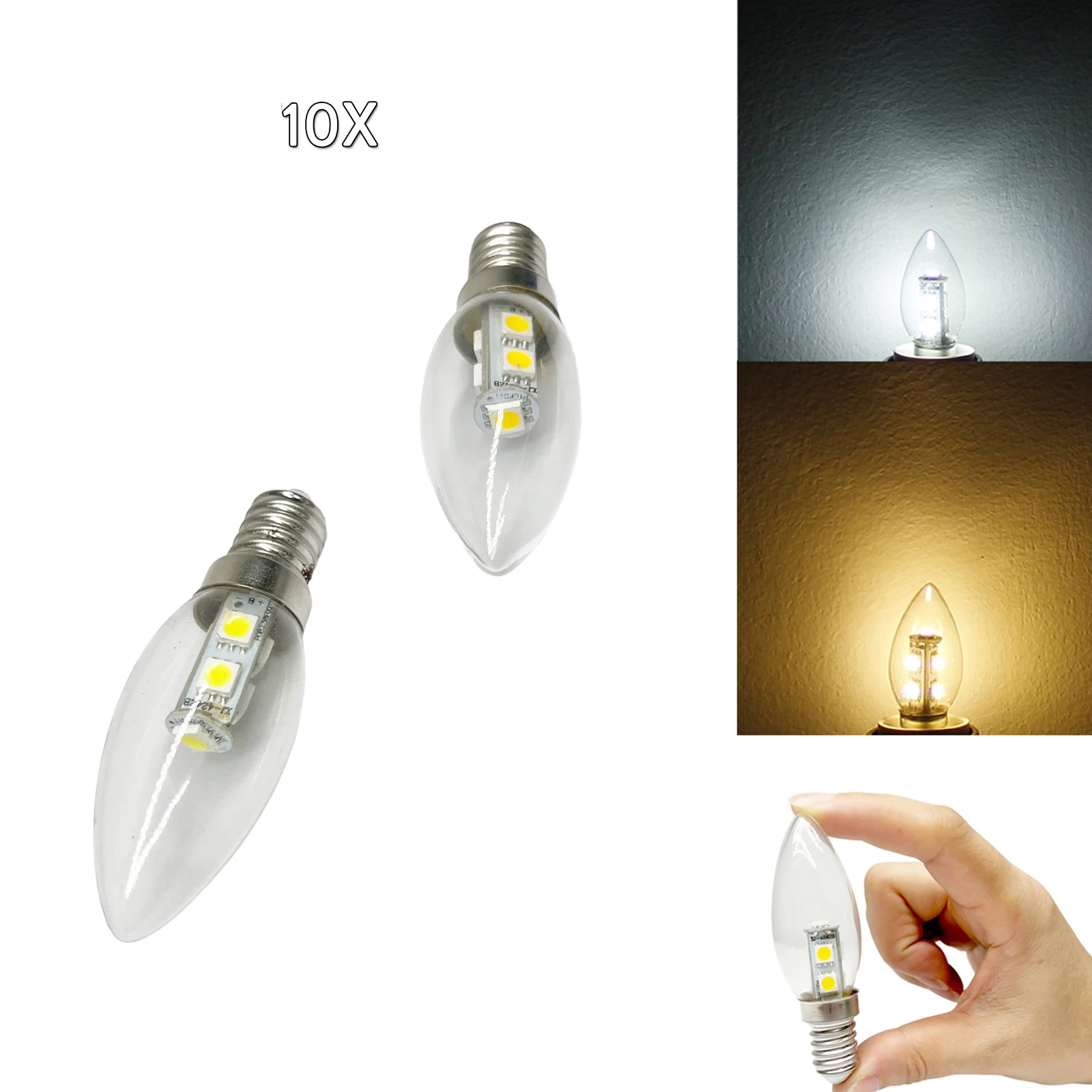 10X 3w E14 C25 220v Led Candle Light Bulbs Replace/20w/halogen/bulb Decor Lights Night Energy-efficient 5050/smd Decorative Room