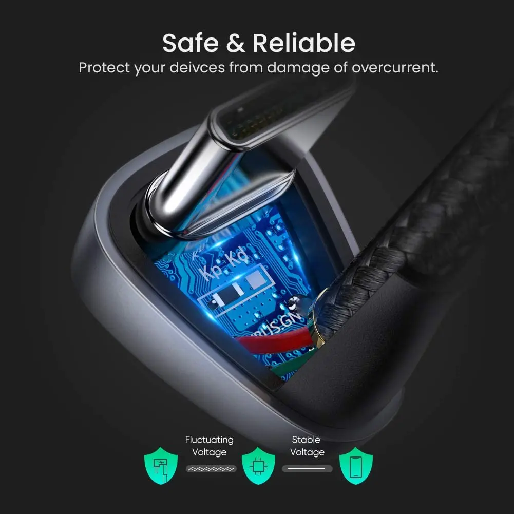 Cable UGREEN USB C Cable trenzado de nailon de carga rápida creativo en forma de U 6A MAX tipo C