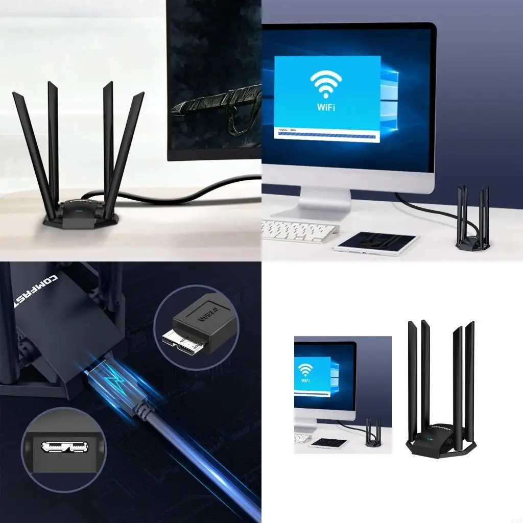 

Сетевая карта 896F Беспроводной адаптер Wi-Fi 1300M Двухдиапазонные антенны 4x6 дБи CF-WU785AC