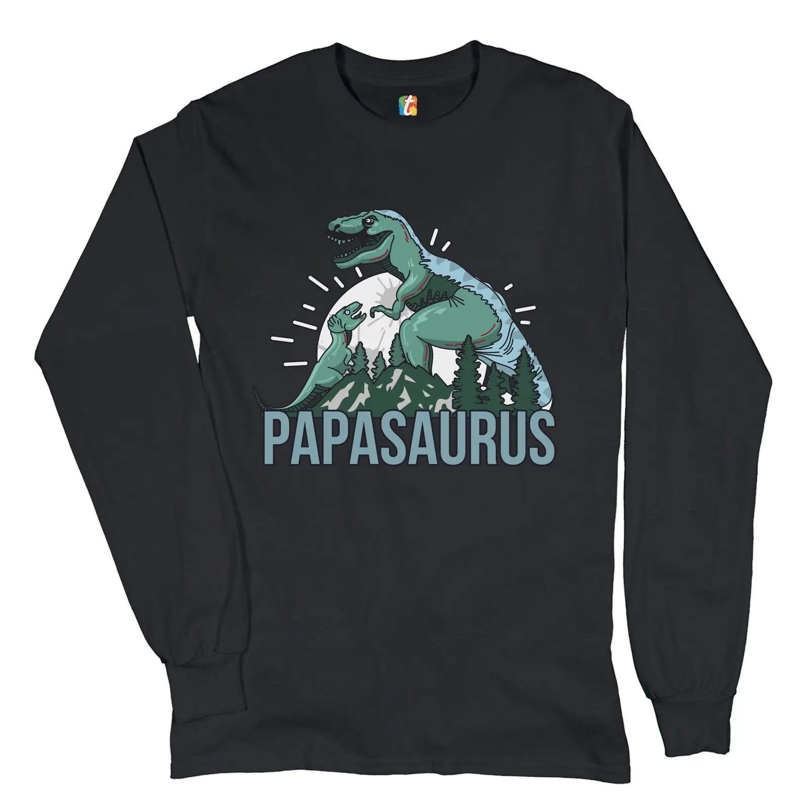 

Papasaurus Long Sleeve T-shirt Father's Day T-Rex Dinosaur Grandpa Funny Daddy