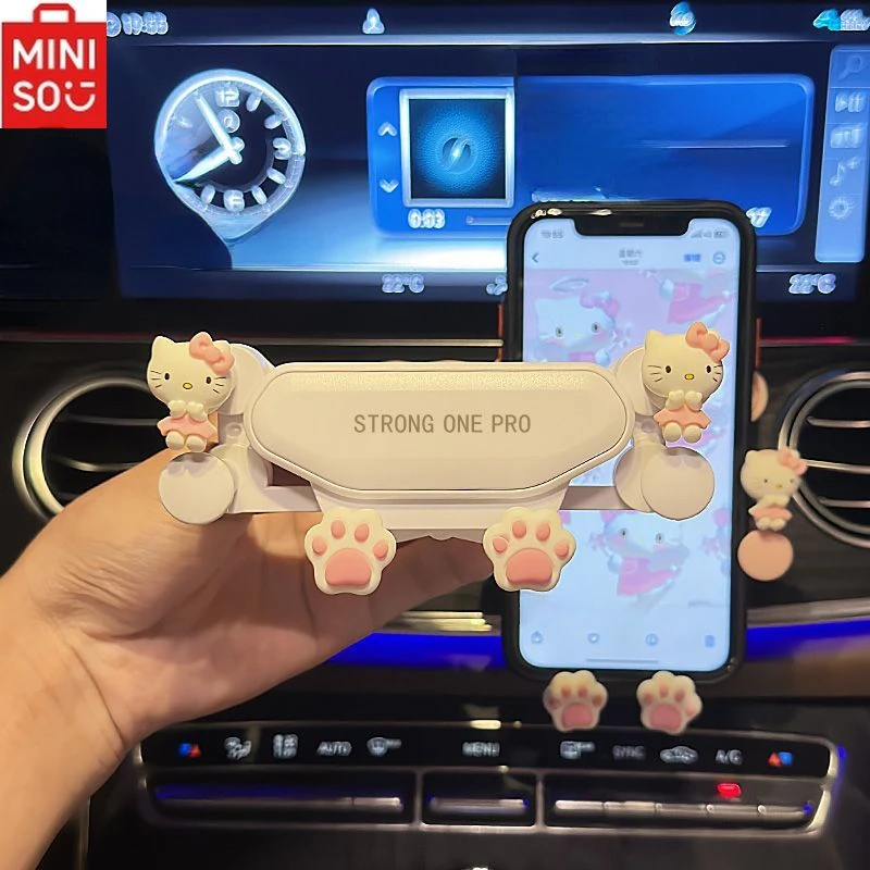 

Miniso Sanrio HelloKitty Car Navigation Mobile Phone Holder Animation Cinnamon Universal Car Air Outlet Fixed Anti-shake Bracket