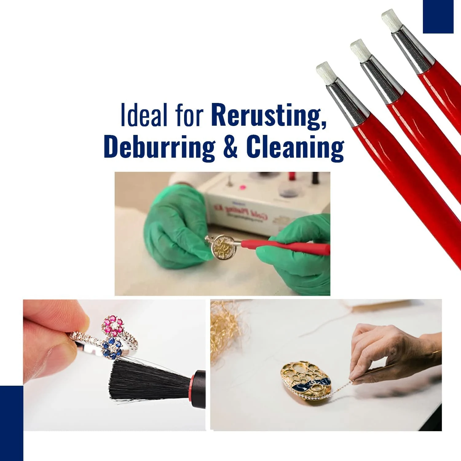 Стекловолоконная ручка с щеткой для царапин, 3 шт., ювелирные изделия, часы, очистка монет, электронное применение, удаление ржавчины и коррозии