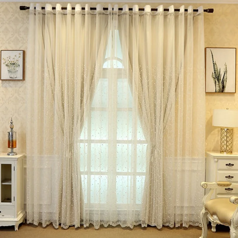 2023 New Style Korean Simple Modern Garden Floating Embroidery Blackout Curtains for Living Room Bedroom Luxury Window Curtain