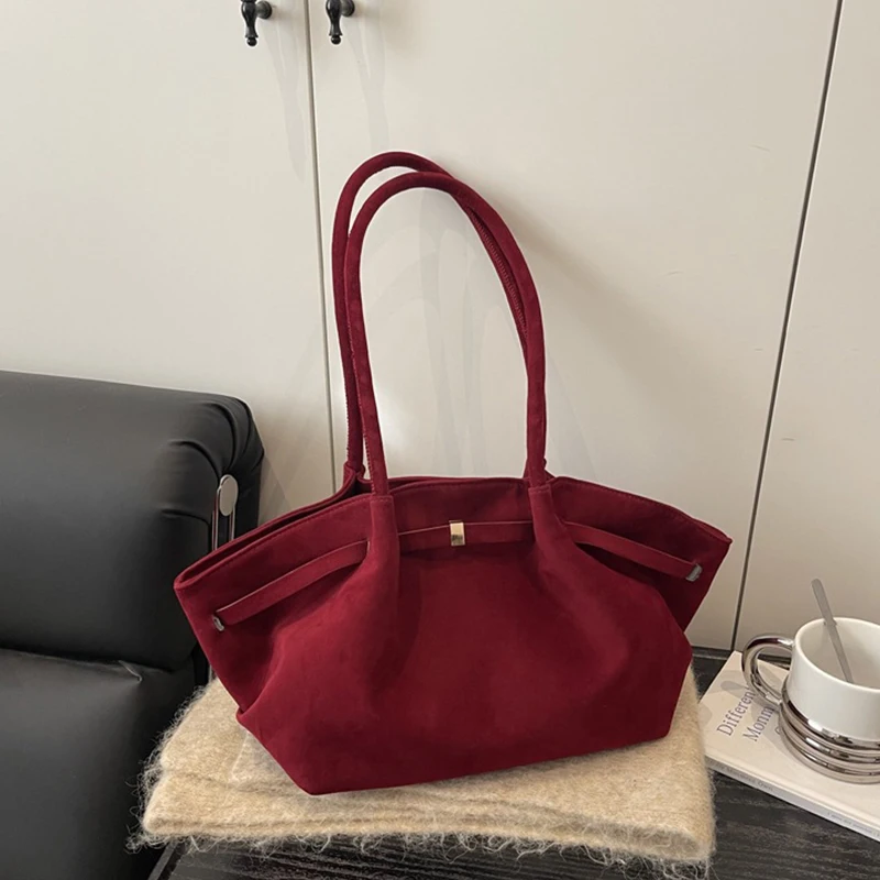 Vintage Wildleder-Umhängetasche für Damen, Minimalistische Große Kapazität Tragetasche, Elegante Retro-Umhängetasche für Tägliche Anlässe, Dating und Reisen – Detail 25