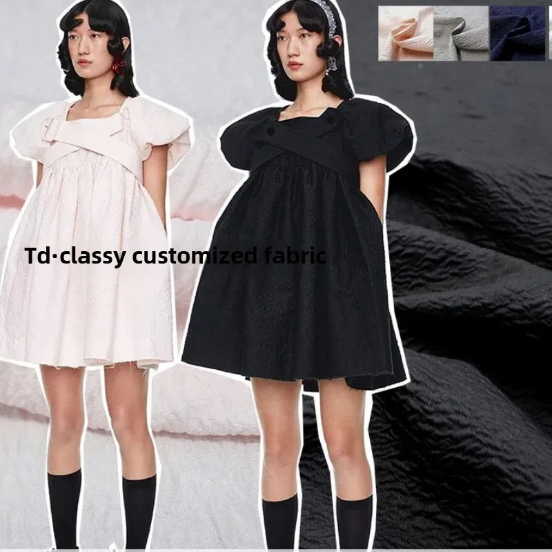 

Жаккардовая ткань с темным узором, окрашенная в пряжу, весна-лето, платье-пузырь, костюм, куртка, одежда, брендовый модный дизайн, шить, оптовая продажа, ткань