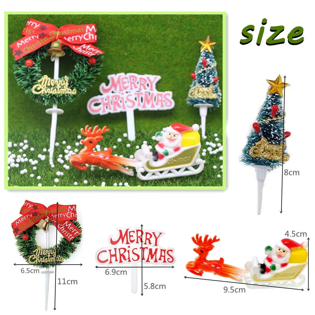 

New Merrt Christmas "Christmas Cake Decoration Flower Wreath Christmas Tree Birthday Party Supplies Baking Desserts Flag Insert