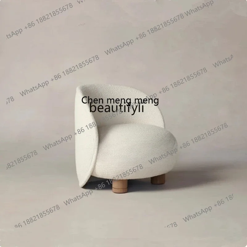 

ss1001 Nordic solid wood lamb wool sofa chair wabi-sabi wind home living room balcony leisure chair, lazy recliner
