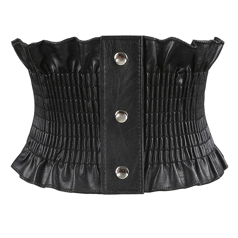 مشد للخصر كبير الحجم باللون الأسود والأحمر وحزام مطاطي لفساتين الخريف والشتاء وإكسسوارات الملابس النسائية #3