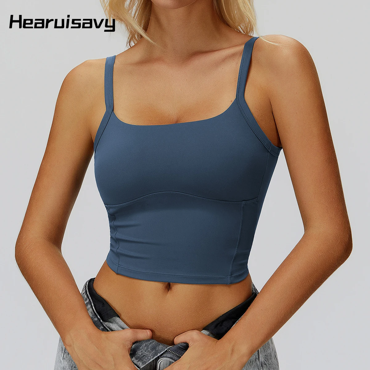 Hearuisavy المرأة الرياضة تانك القمم مفتوحة الظهر حزام مزدوج نحى النهاية سترة يوجا الصالة الرياضية تنفس سريعة الجافة الجري اللياقة البدنية