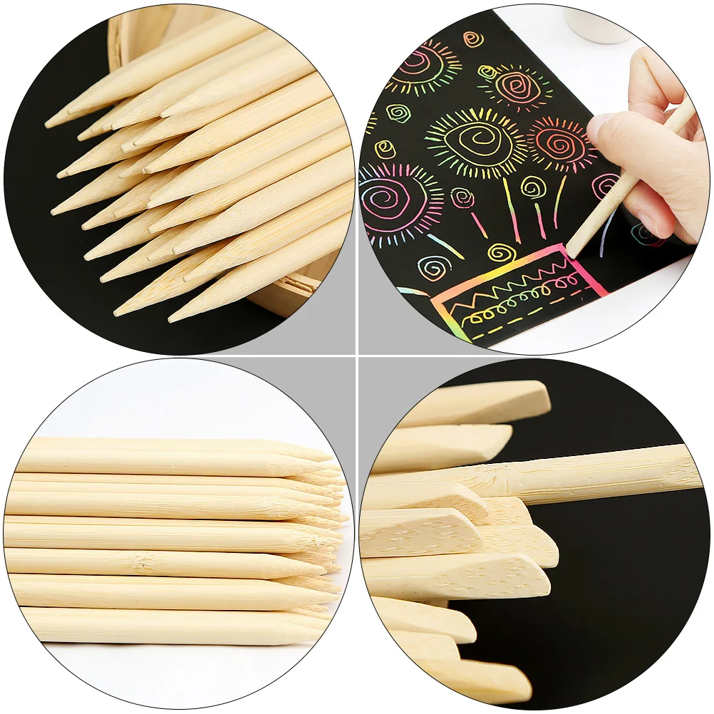 

30Pcs Scratch Bamboo Pens Kids DIY Drawing Sticks Safe Polished Art Supplies Scratch Bamboo Pens Kids DIY Supply