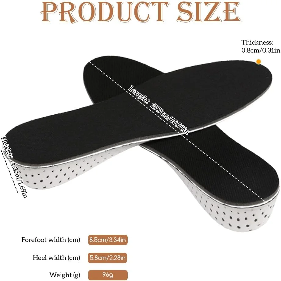 Invisible Height Increase Insoles Men Women Shoes Insole EVA Memory Foam Heel Lifting 2/3/4/5CM Taller Cushion Heighten Shoe Pad