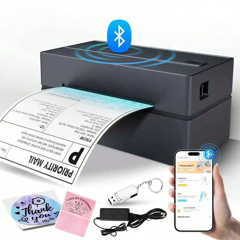 

Label Printer 4x6 Bluetooth Thermal Label Printer For Small Business And Shipping Package, Support Android, IP Ho Ne, Windows, M