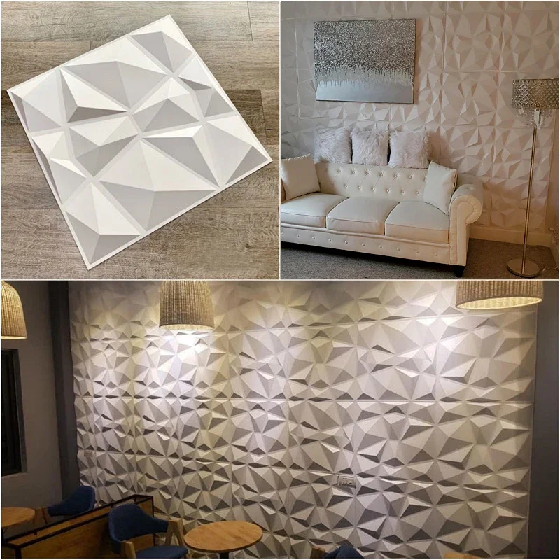 Decorative 3D Wall Panels in Diamond Design 30x30cm 3d wall sticker Wallpaper Mural Tile-Panel-Mold waterproof bathroom kitchen