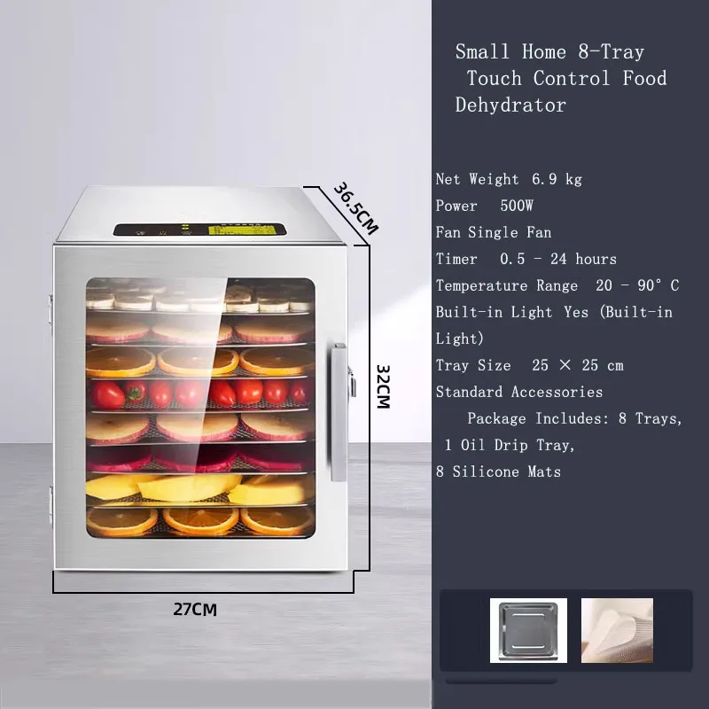 

8-Tier Commercial & Home Food Dehydrator 500w multi-functional Drying Machine for Fruit Vegetable Dried Fruit and Meat Dryer