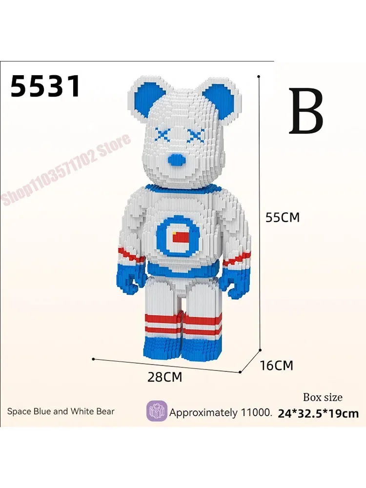 

Creative Cartoon Half Anatomy Bear Fluid Art Bearbrick Building Blocks With Drawer Model Mini Diamond Bricks Toys For Children