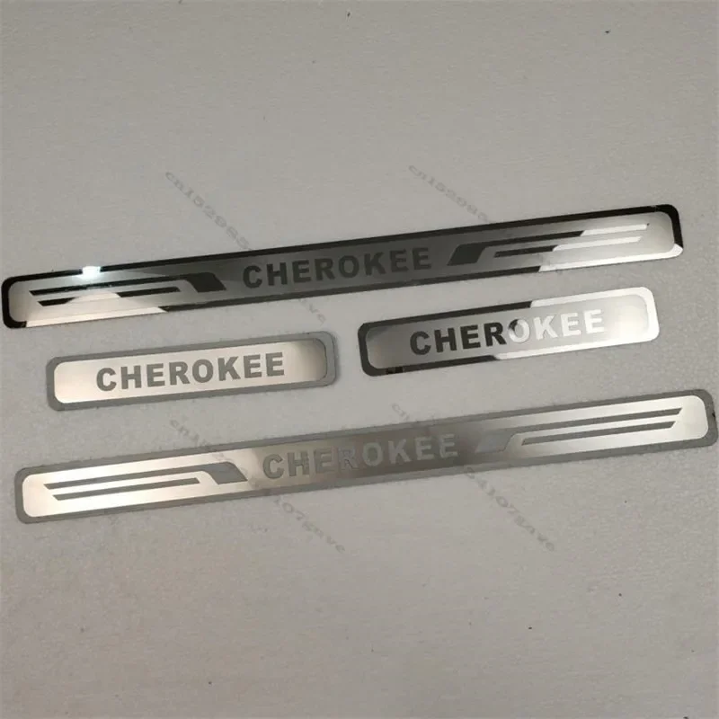 Ultrathin Stainless Steel Door Sill Scuff Plate Articlefor For 2016-2019 Jeep Cherokee Door Sill Protectors Cover Car styling