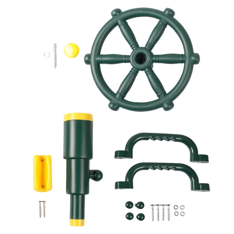 Playground Parts Kit For Kids Outdoor Playset Kids Pirate Telescope, Steering Wheel, Playground Equipment- Backyard