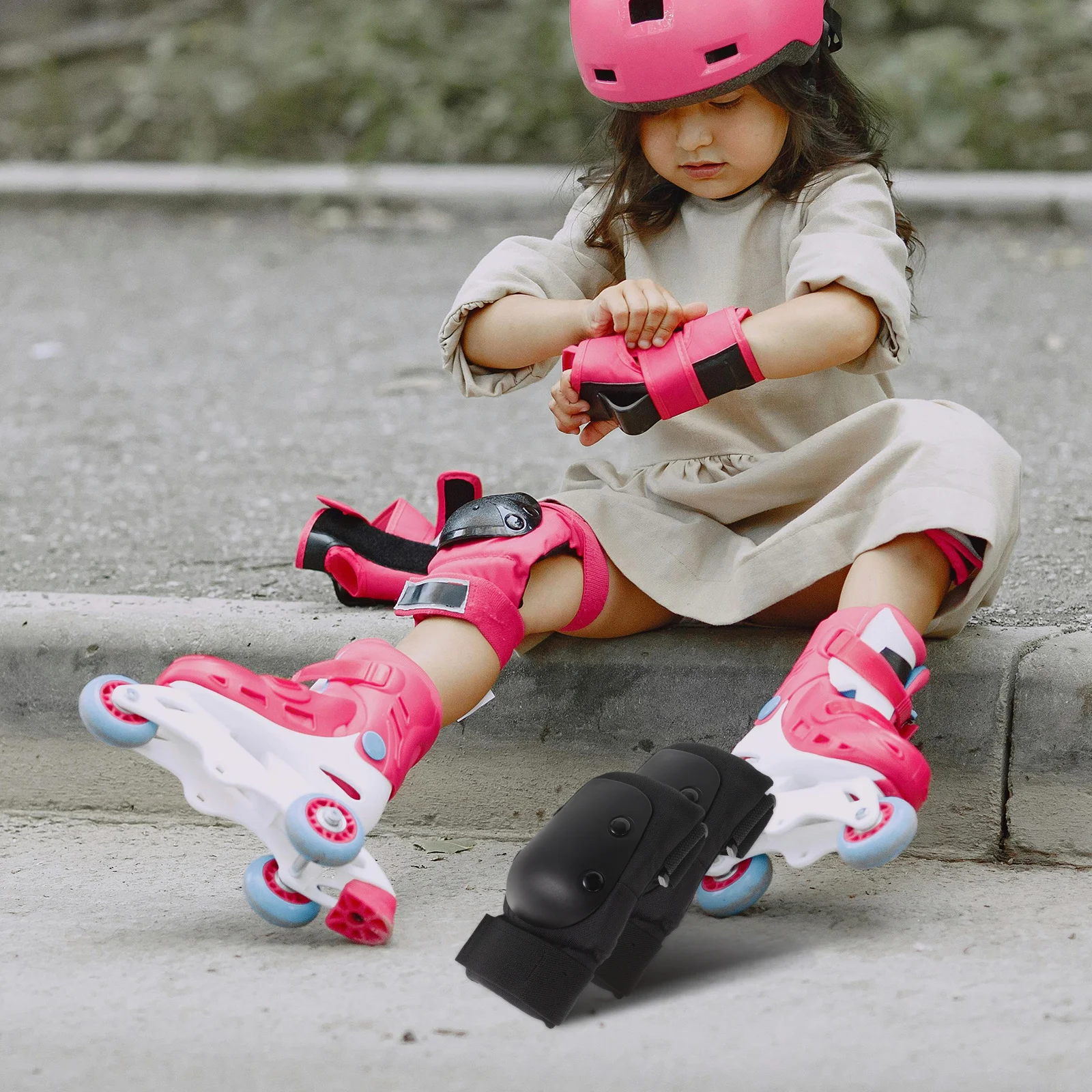 1 Para Czarnych Nakolanników dla Dzieci i Młodzieży, Ochraniacze na Łokcie do Jazdy na Deskorolce, Rolkach, Rowerze, Narciarstwa, Jazdy na Łyżwach, Sportów na Świeżym Powietrzu