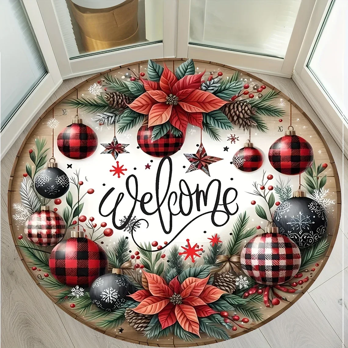 Round Area Rug 2D Illusion Optical Hole Cartoon Old Man Silhouette Hollow Cavity Pit Grid Textured Brick Well Rim For Floor