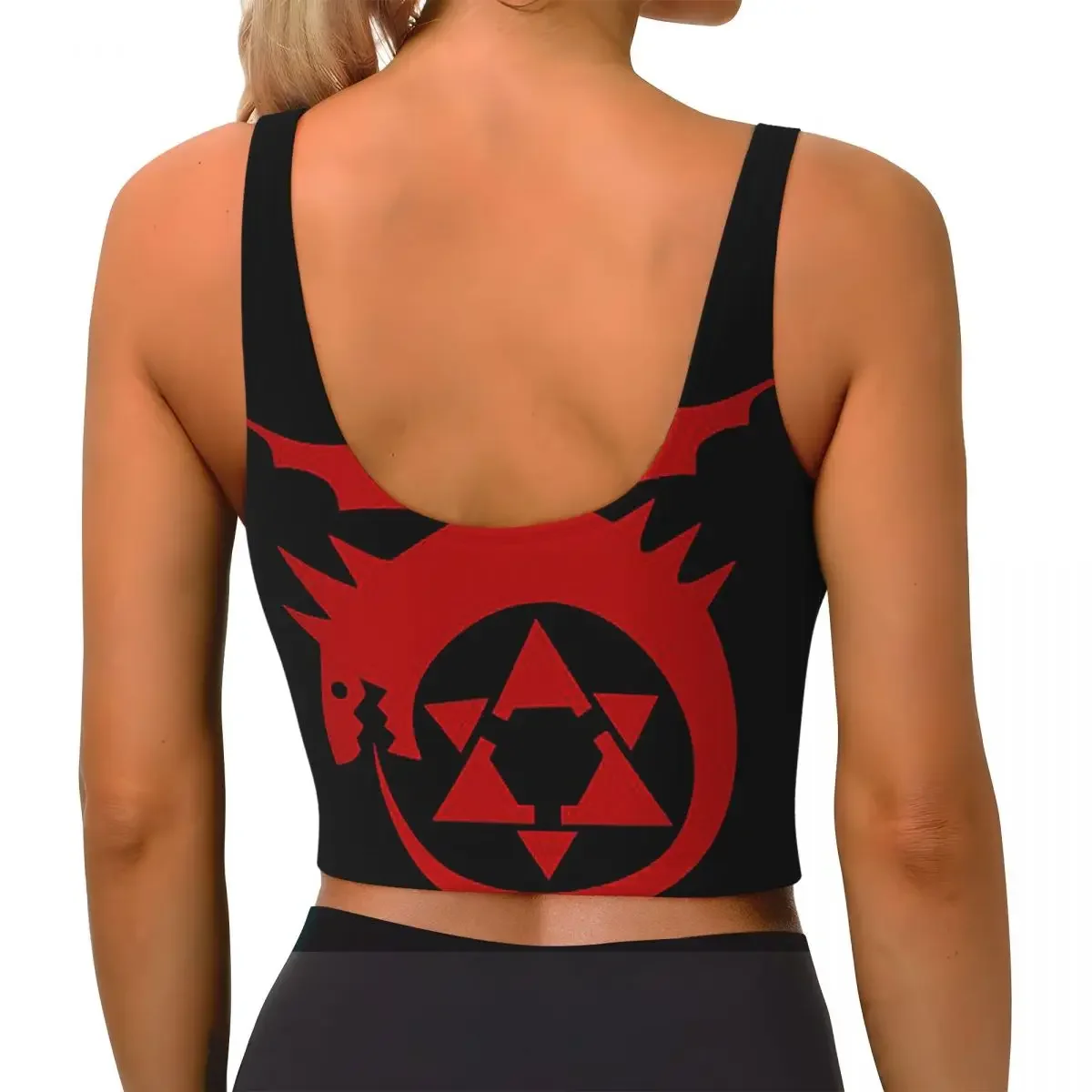 Custom Fullmetal Alchemist Ouroboros Homunculus Symbol Women Sports Bra High Impact Vest Gym Workout Yoga Crop Tank Tops