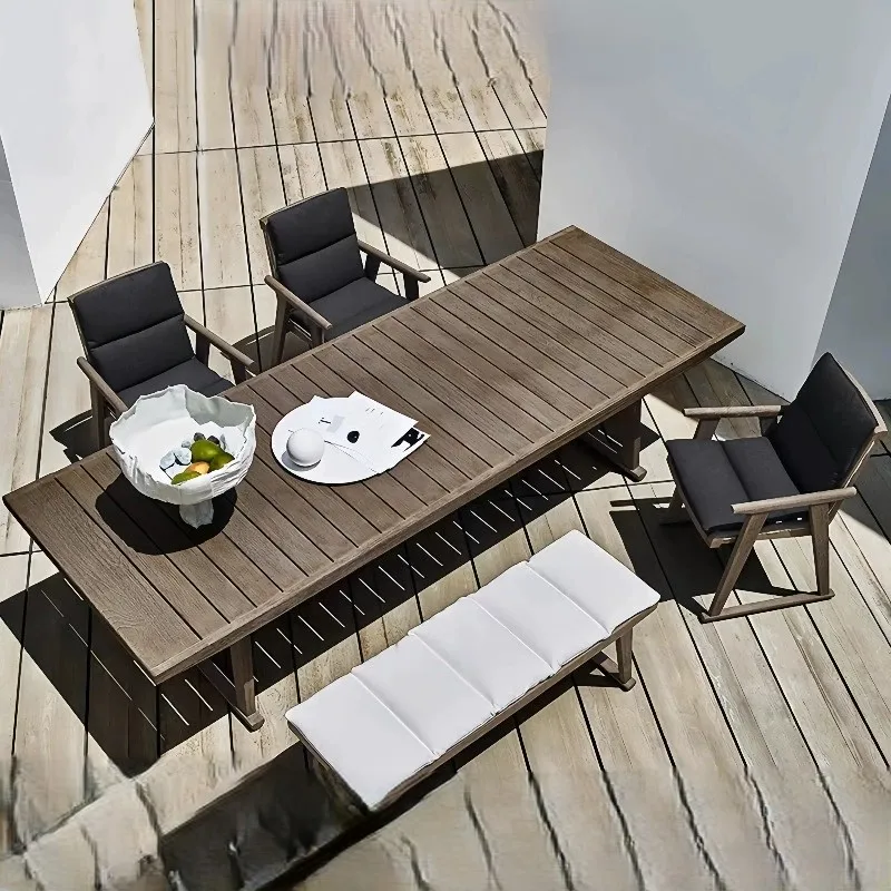 

！@Outdoor Courtyard Tables Chairs Solid Wood Modern Pastoral Design China Waterproof Anti-corrosion Combination Leisure
