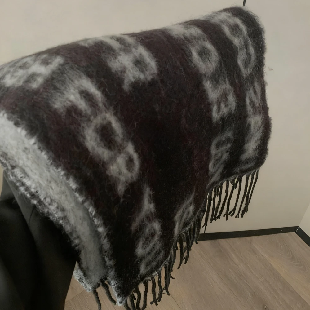 الكورية Ins نمط خطابات تحتوي على الصوف وشاح طويل فاسق الهيب هوب الرجعية وشاح أسود خمر الحياكة المد كول للجنسين وشاح #6